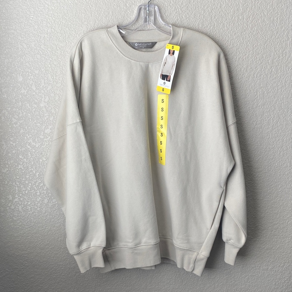 Tuff Athletics Womens Sweatshirt Matte Pearl Fleece Crew Neck Long Sleeve, S